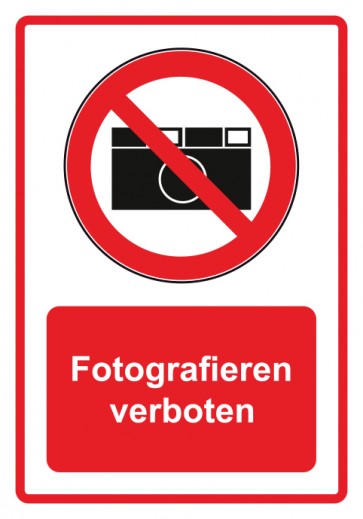 Magnetschild Verbotszeichen Piktogramm & Text deutsch · Fotografieren verboten · rot (Verbotsschild magnetisch · Magnetfolie)