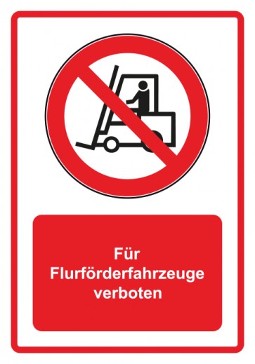 Aufkleber Verbotszeichen Piktogramm & Text deutsch · Für Flurförderfahrzeuge verboten · rot (Verbotsaufkleber)