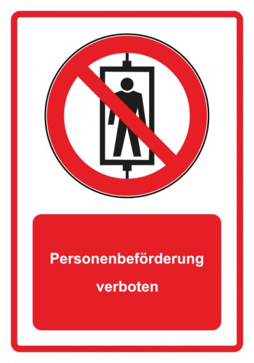 Schild Verbotszeichen Piktogramm & Text deutsch · Personenbeförderung verboten · rot (Verbotsschild)