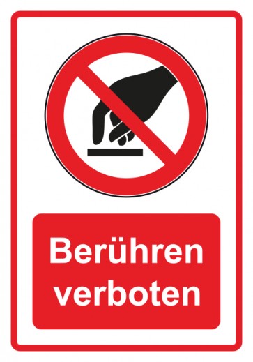 Aufkleber Verbotszeichen Piktogramm & Text deutsch · Berühren verboten · rot | stark haftend (Verbotsaufkleber)