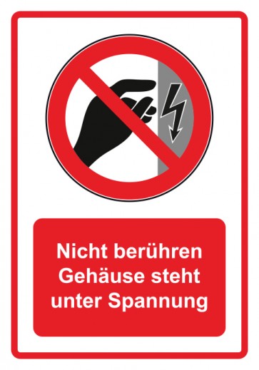 Magnetschild Verbotszeichen Piktogramm & Text deutsch · Nicht berühren Gehäuse steht unter Spannung · rot (Verbotsschild magnetisch · Magnetfolie)