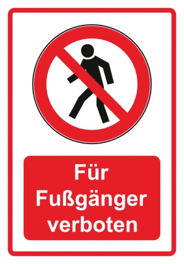 Schild Verbotszeichen Piktogramm & Text deutsch · Für Fußgänger verboten · rot (Verbotsschild)