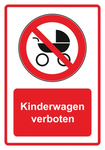 Aufkleber Verbotszeichen Piktogramm & Text deutsch · Kinderwagen verboten · rot | stark haftend (Verbotsaufkleber)