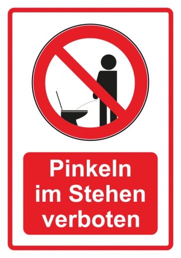 Aufkleber Verbotszeichen Piktogramm & Text deutsch · Pinkeln im Stehen verboten · rot (Verbotsaufkleber)