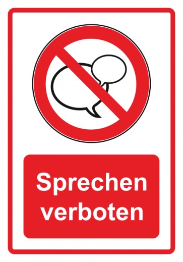 Schild Verbotszeichen Piktogramm & Text deutsch · Sprechen verboten · rot | selbstklebend (Verbotsschild)