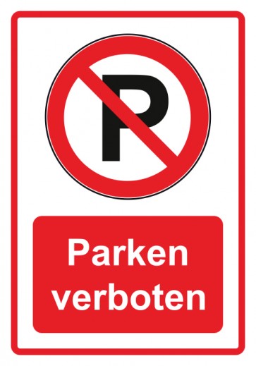 Schild Verbotszeichen Piktogramm & Text deutsch · Parken verboten · rot | selbstklebend