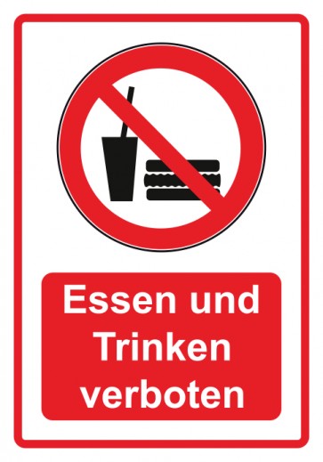 Magnetschild Verbotszeichen Piktogramm & Text deutsch · Essen und Trinken verboten · rot (Verbotsschild magnetisch · Magnetfolie)