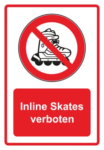 Schild Verbotszeichen Piktogramm & Text deutsch · Inline Skates verboten · rot | selbstklebend (Verbotsschild)