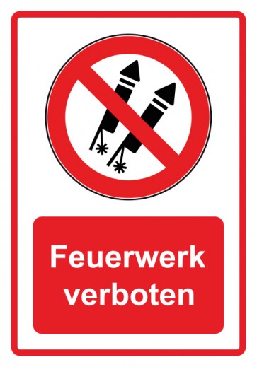 Schild Verbotszeichen Piktogramm & Text deutsch · Feuerwerk verboten · rot (Verbotsschild)