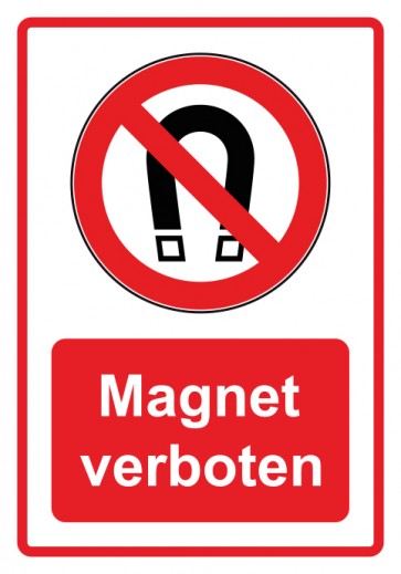 Schild Verbotszeichen Piktogramm & Text deutsch · Magnet verboten · rot (Verbotsschild)