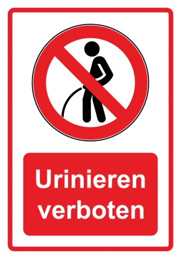 Schild Verbotszeichen Piktogramm & Text deutsch · Urinieren verboten · rot | selbstklebend (Verbotsschild)