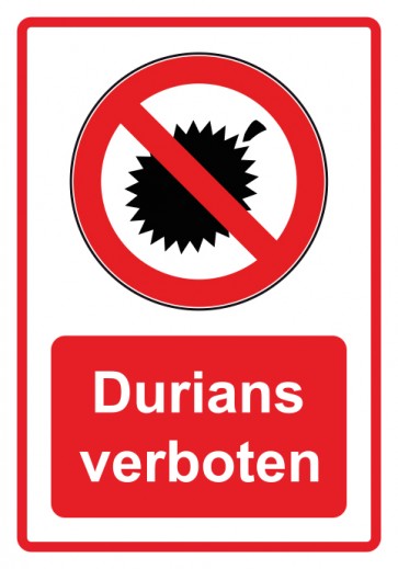 Aufkleber Verbotszeichen Piktogramm & Text deutsch · Durians verboten · rot | stark haftend (Verbotsaufkleber)