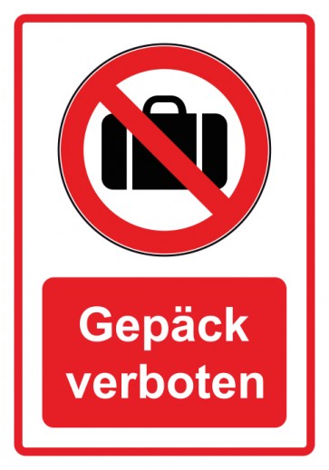 Schild Verbotszeichen Piktogramm & Text deutsch · Gepäck verboten · rot (Verbotsschild)