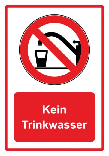Aufkleber Verbotszeichen Piktogramm & Text deutsch · Kein Trinkwasser · rot | stark haftend (Verbotsaufkleber)