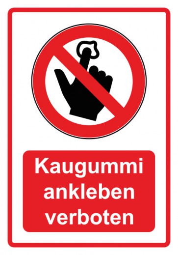 Aufkleber Verbotszeichen Piktogramm & Text deutsch · Kaugummi ankleben verboten · rot | stark haftend (Verbotsaufkleber)