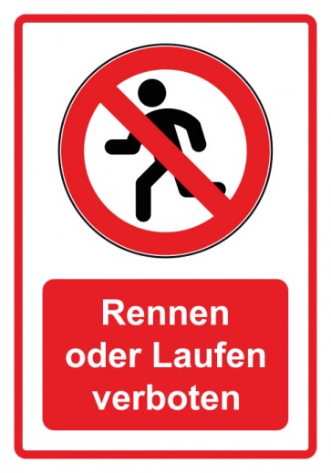Schild Verbotszeichen Piktogramm & Text deutsch · Rennen Laufen verboten · rot | selbstklebend (Verbotsschild)