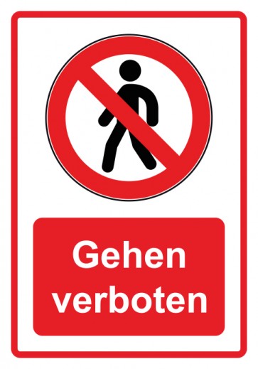 Aufkleber Verbotszeichen Piktogramm & Text deutsch · Gehen verboten · rot | stark haftend (Verbotsaufkleber)
