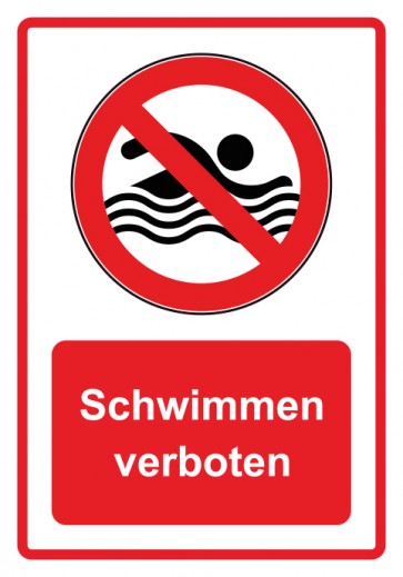 Schild Verbotszeichen Piktogramm & Text deutsch · Schwimmen verboten · rot | selbstklebend (Verbotsschild)