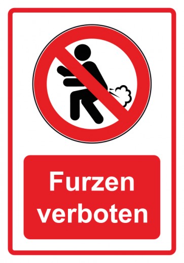 Aufkleber Verbotszeichen Piktogramm & Text deutsch · Furzen verboten · rot | stark haftend (Verbotsaufkleber)