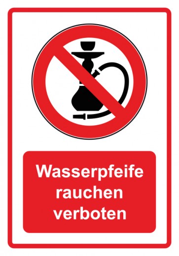 Aufkleber Verbotszeichen Piktogramm & Text deutsch · Wasserpfeife rauchen verboten · rot (Verbotsaufkleber)