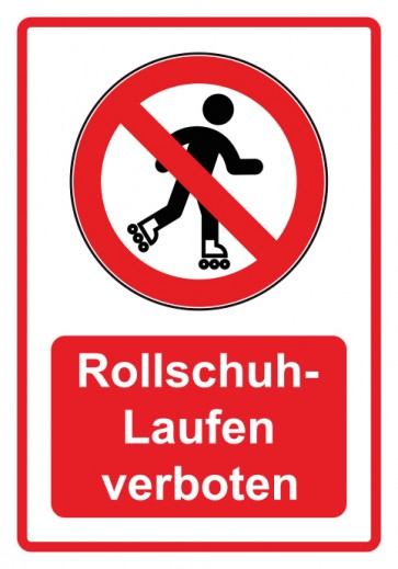 Schild Verbotszeichen Piktogramm & Text deutsch · Rollschuh laufen verboten · rot | selbstklebend (Verbotsschild)