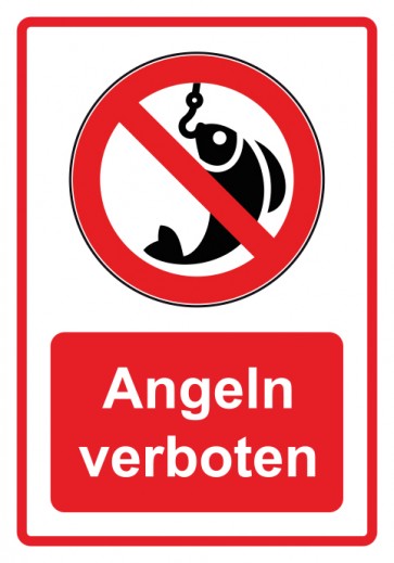 Aufkleber Verbotszeichen Piktogramm & Text deutsch · Angeln verboten · rot (Verbotsaufkleber)