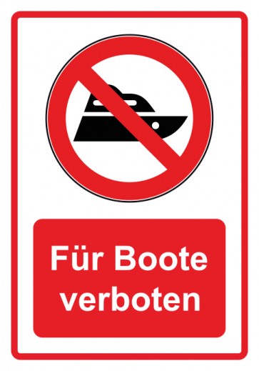 Schild Verbotszeichen Piktogramm & Text deutsch · Boot fahren verboten · rot (Verbotsschild)