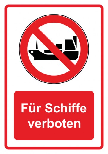 Schild Verbotszeichen Piktogramm & Text deutsch · Für Schiffe verboten · rot | selbstklebend (Verbotsschild)