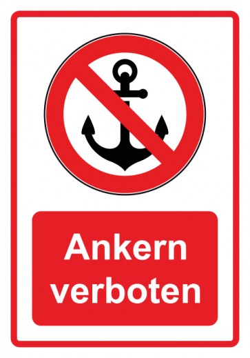 Schild Verbotszeichen Piktogramm & Text deutsch · Ankern verboten · rot (Verbotsschild)