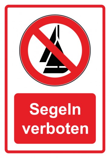 Aufkleber Verbotszeichen Piktogramm & Text deutsch · Segeln verboten · rot | stark haftend (Verbotsaufkleber)