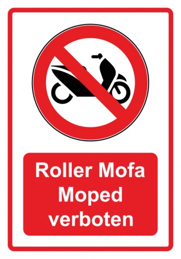 Aufkleber Verbotszeichen Piktogramm & Text deutsch · Roller Mofa Moped verboten · rot | stark haftend (Verbotsaufkleber)