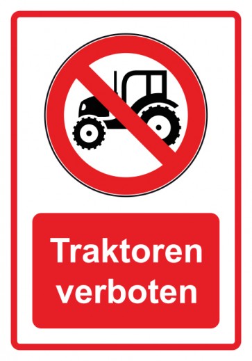 Schild Verbotszeichen Piktogramm & Text deutsch · Traktor verboten · rot | selbstklebend (Verbotsschild)