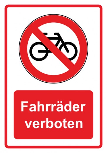 Schild Verbotszeichen Piktogramm & Text deutsch · Fahrräder verboten · rot | selbstklebend (Verbotsschild)