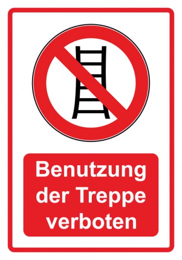 Aufkleber Verbotszeichen Piktogramm & Text deutsch · Benutzung der Treppe verboten · rot (Verbotsaufkleber)
