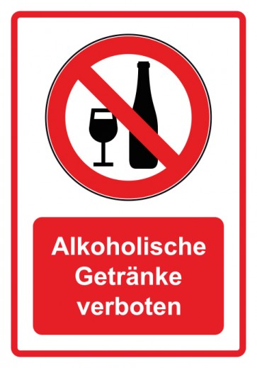 Aufkleber Verbotszeichen Piktogramm & Text deutsch · Alkoholische Getränke verboten · rot | stark haftend