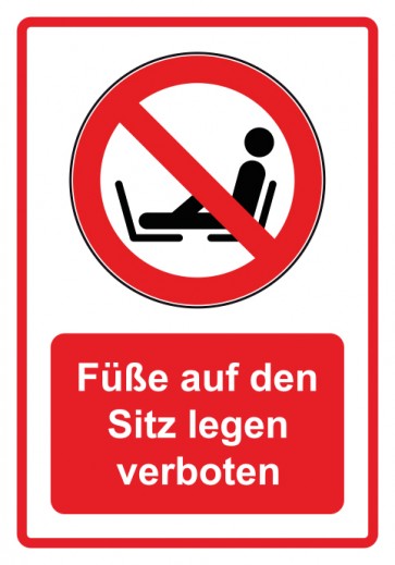 Schild Verbotszeichen Piktogramm & Text deutsch · Füße auf den Sitz legen verboten · rot (Verbotsschild)