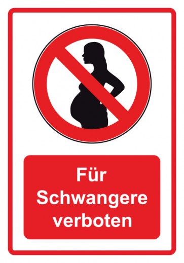 Schild Verbotszeichen Piktogramm & Text deutsch · Für Schwangere verboten · rot | selbstklebend (Verbotsschild)