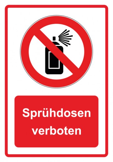 Aufkleber Verbotszeichen Piktogramm & Text deutsch · Sprühdosen verboten · rot | stark haftend (Verbotsaufkleber)