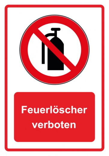 Aufkleber Verbotszeichen Piktogramm & Text deutsch · Feuerlöscher verboten · rot | stark haftend (Verbotsaufkleber)
