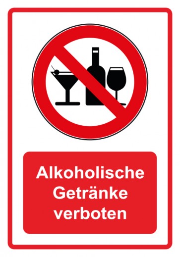 Schild Verbotszeichen Piktogramm & Text deutsch · Alkoholische Getränke verboten · rot (Verbotsschild)