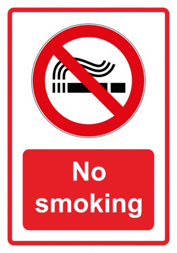 Magnetschild Verbotszeichen Piktogramm & Text englisch · No smoking · rot (Verbotsschild magnetisch · Magnetfolie)