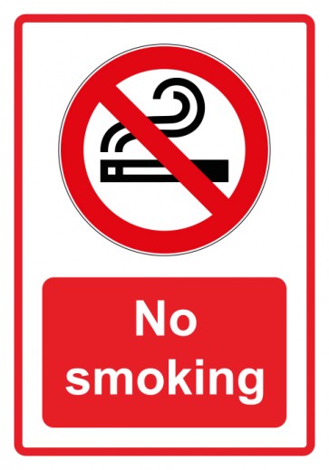 Aufkleber Verbotszeichen Piktogramm & Text englisch · No smoking · rot (Verbotsaufkleber)