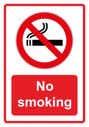 Aufkleber Verbotszeichen Piktogramm & Text englisch · No smoking · rot | stark haftend