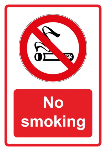 Aufkleber Verbotszeichen Piktogramm & Text englisch · No smoking · rot | stark haftend (Verbotsaufkleber)