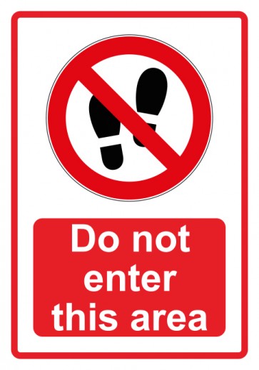 Aufkleber Verbotszeichen Piktogramm & Text englisch · Do not enter this area · rot (Verbotsaufkleber)