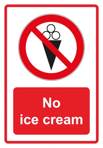 Magnetschild Verbotszeichen Piktogramm & Text englisch · No ice cream · rot (Verbotsschild magnetisch · Magnetfolie)