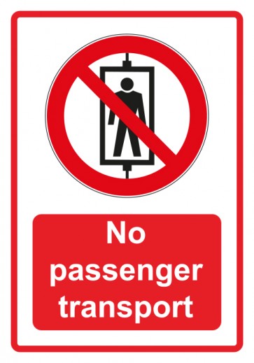 Aufkleber Verbotszeichen Piktogramm & Text englisch · No passenger transport · rot (Verbotsaufkleber)