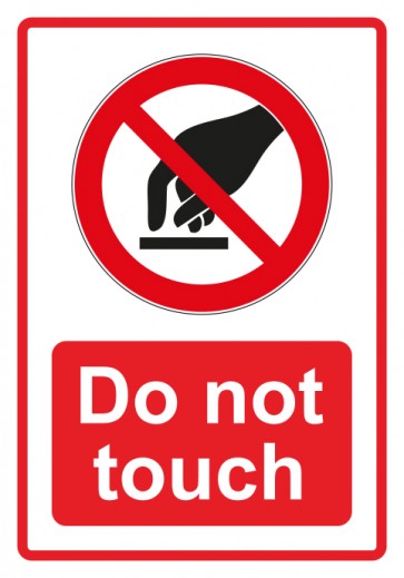 Schild Verbotszeichen Piktogramm & Text englisch · Do not touch · rot (Verbotsschild)