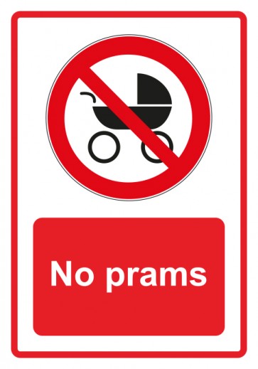 Schild Verbotszeichen Piktogramm & Text englisch · No prams · rot | selbstklebend (Verbotsschild)