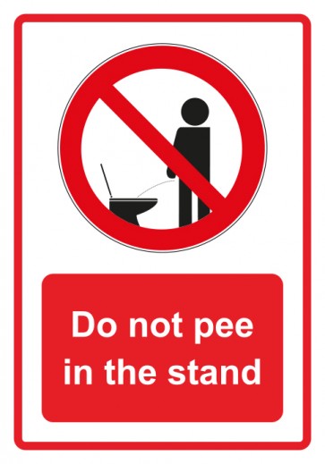 Aufkleber Verbotszeichen Piktogramm & Text englisch · Do not pee in the stand · rot (Verbotsaufkleber)